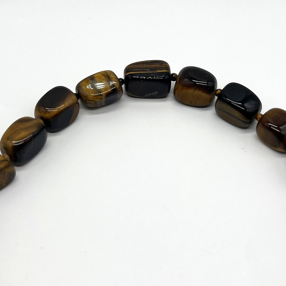 Vintage Tiger's Eye Necklace Marked SX 925 Sterling Silver Gemstone Toggle Clasp - Picture 13 of 16